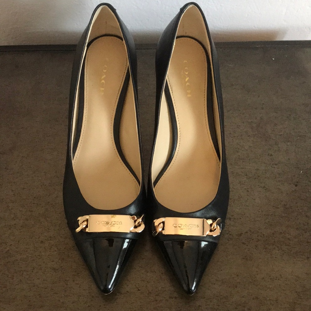 Coach heels, black leather
